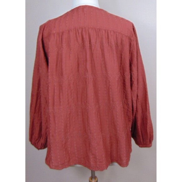 New Old Navy Peasant Top Womens Size XL Button up Embroidered Copper Boho - Picture 5 of 9